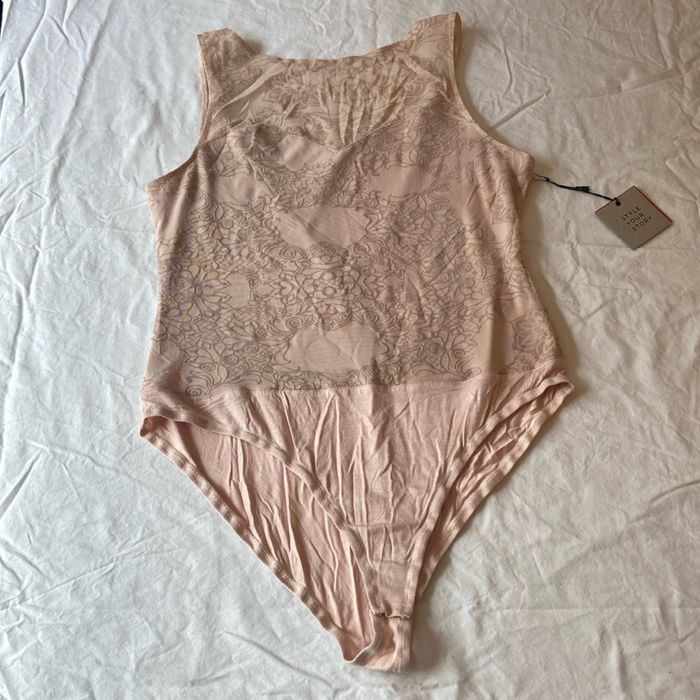 K lab xl lace mesh body suit low pen back